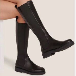 Staud Black Knee-High Leather Boots